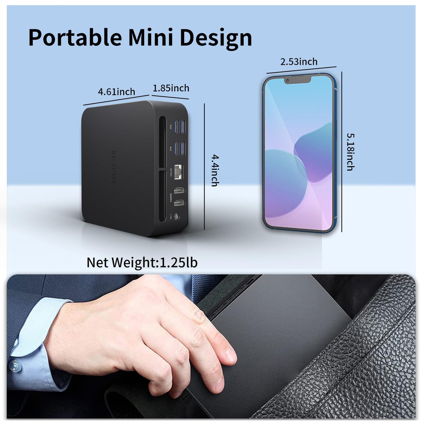 Reatan A9 Mini Gaming PC AMD Ryzen 9 7940HS 64GB DDR5 2TB SSD 5600 MHz RAM, Desktop Mini Computers, Radeon 780M Graphics, 2.5Gbps LAN, HDMI 2.1, 8K USB 4.0 Wi-Fi 6E/BT5.3