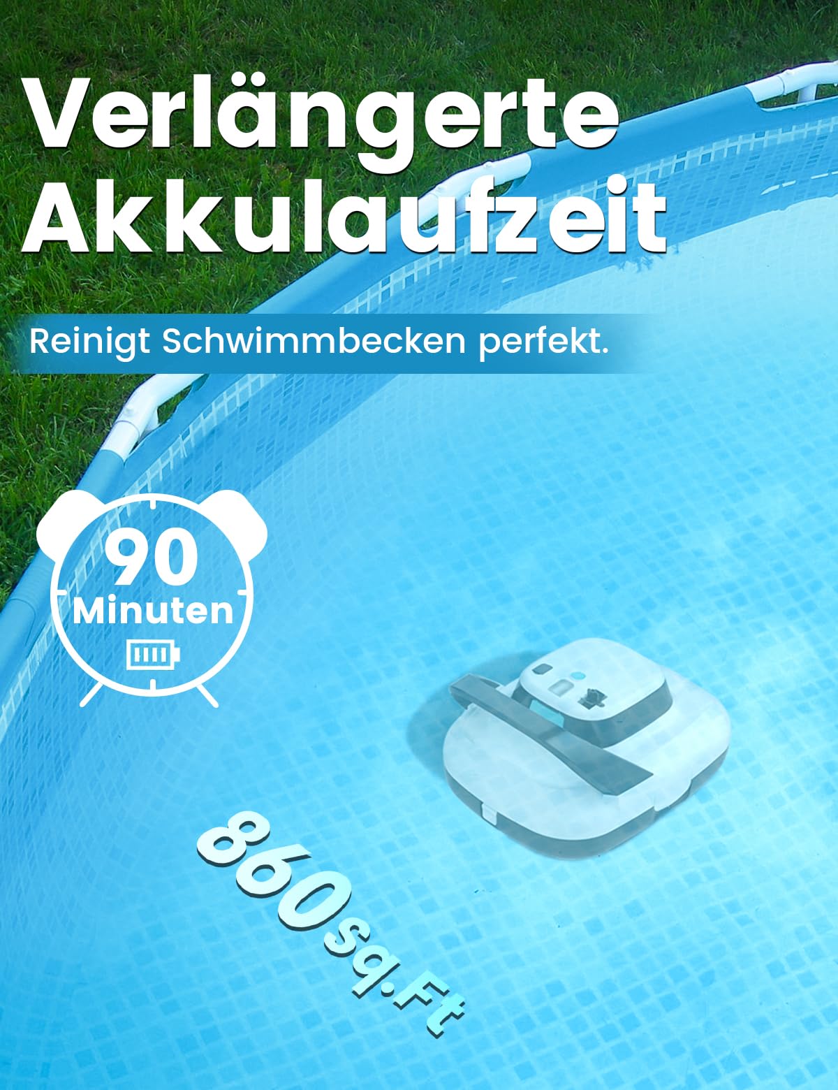 (2025 Upgrade) Launs S1 Cordless Robotic Pool Cleaner, Dual Motors & Suction Ports Automatic Pool Vacuum Robot Lasts up to 90 Min, Self-Parking Ideal for Above Ground Pools (New)