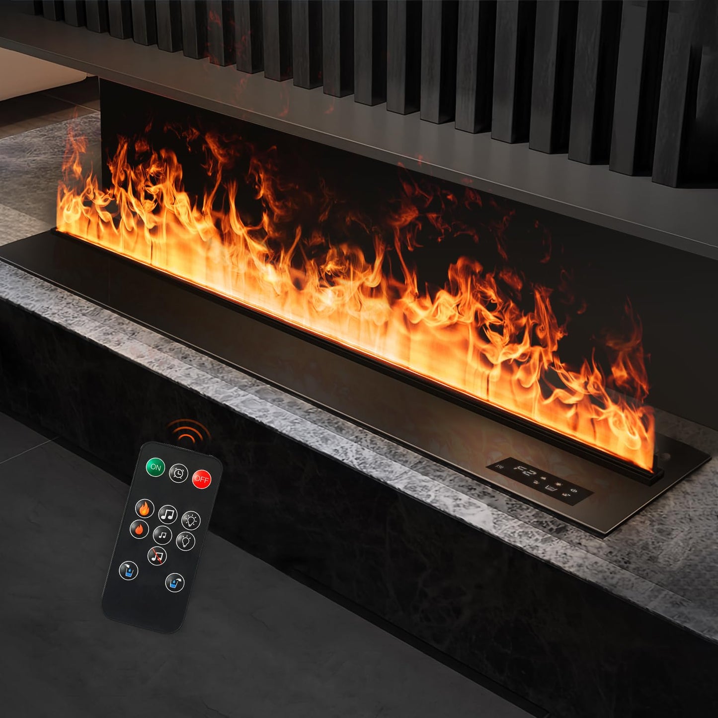 Water Vapor Fireplace Recessed Realistic Atomized Flame, Electric Fireplace with Manual Water Control and Remote Control,with 5ft Power Cord,Size: L31.5 x W7.87x H8.27 in