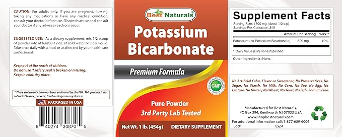 Best Naturals Pure Potassium Bicarbonate 1 LB Powder