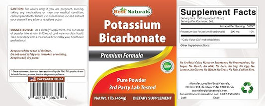 Best Naturals Pure Potassium Bicarbonate 1 LB Powder