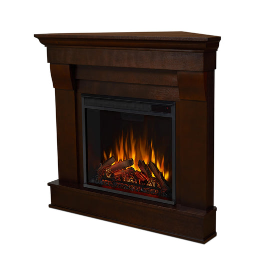Real Flame Chateau 41" Corner Electric Fireplace with Mantel for Living Room or Bedroom, Replaceable Fireplace Insert Heater, Realistic Log and Flame Effect, Remote Control, Timer.