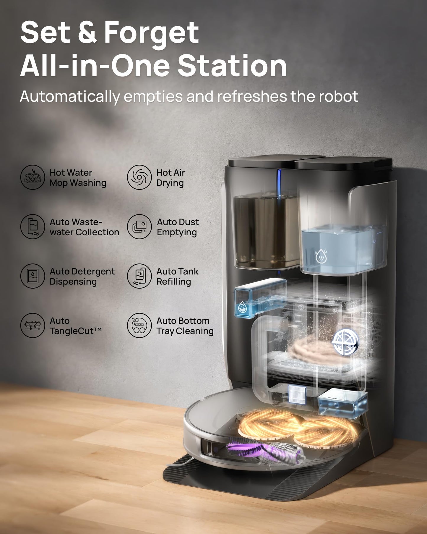 3i P10 Ultra Robot Vacuum and Mop Combo, Extendable Pad for Edge & Corner Mopping, 18000 Pa Suction Deep Cleaning, Auto Hot Water Washing & Drying, Self-Emptying, Self-Refilling, AI Obstacle Avoidance