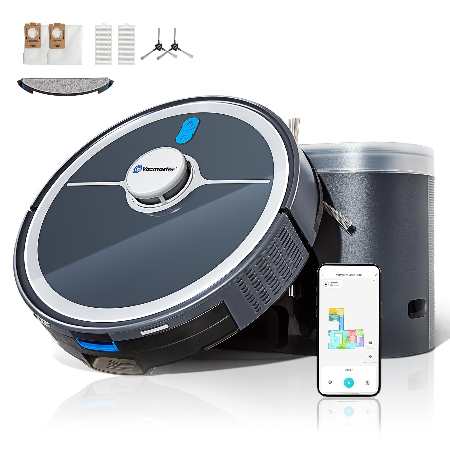 Vacmaster V10i 3-in-1 Robot Vacuum and Mop Combo with Self-Empty Station for 45 Days, LiDAR Navigation,3000Pa Strong Suction, Multi-Floor Mapping for Homes with Pets, Carpet & Hard Floors