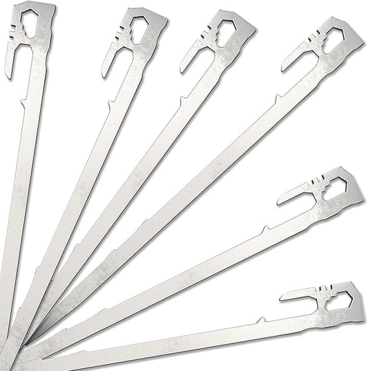 Camping Tent Stakes - Heavy Duty Tent Pegs Outdoor, Metal Tarp Spikes and Inflatable Tent Pole Pins 6 Pack