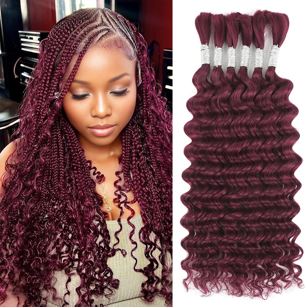 99J Human Braiding Hair 14 Inch Deep Wave Bulk Human Hair for Braiding 6 Bundle 150g