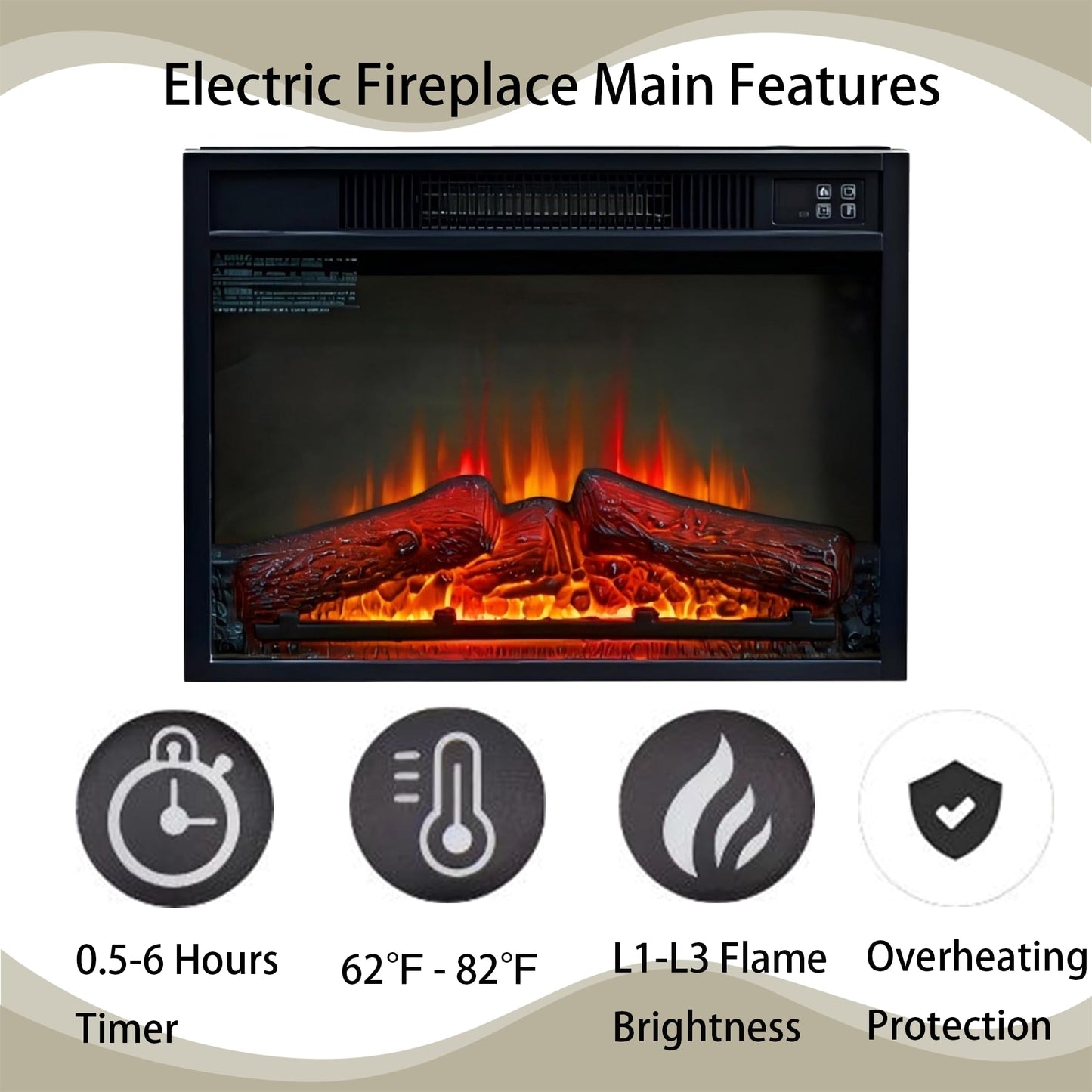 Corner Electric Fireplace with Mantel, Space Heaters for Indoor Use with 23" Fireplace Insert, Adjustable Flame, Remote Control, Electric Fireplaces for Livingroom, Bedroom,Studyroom (White-Corner)