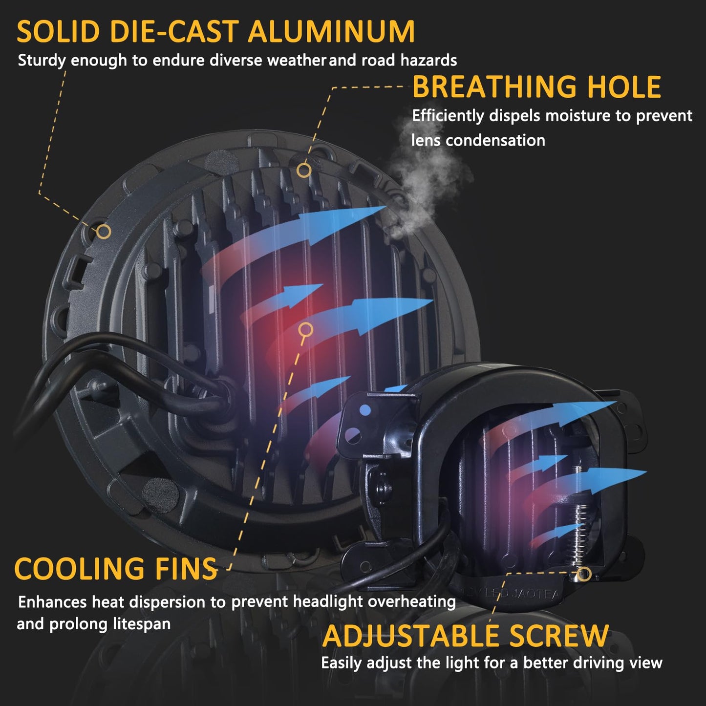 7" RGB Headlights & 4" Fog Lights Combo with Bluetooth Controlled Custom Colors,Music Mode, IP67 Waterproof DOT Kits,for 2007-2018 JK/JKU, 1997-2006 TJ, 2004-2006 LJ, 76-86 CJ