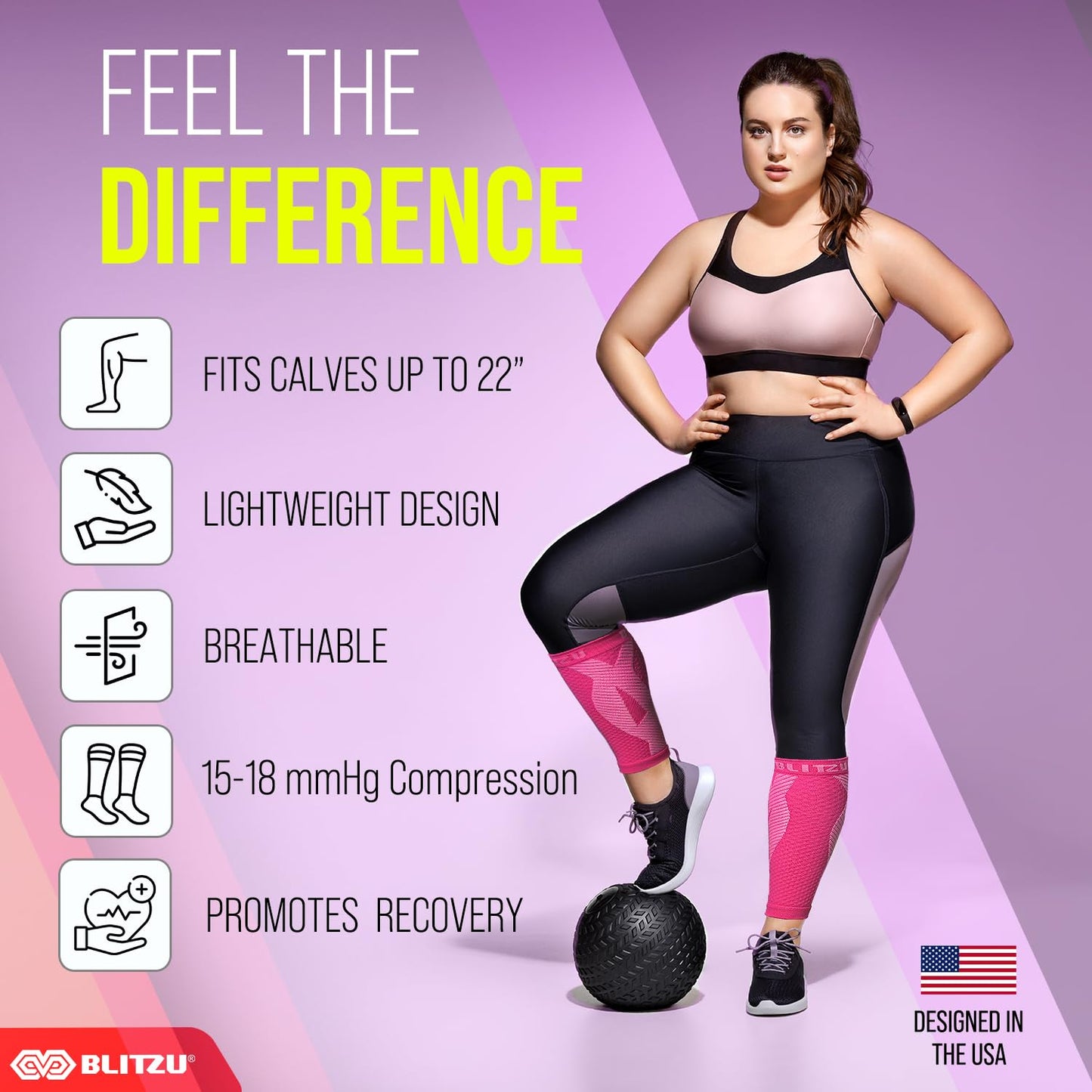 BLITZU Calf Compression Sleeves for Men and Women. Footless Compression Socks Support for Varicose Vein, Nursing, Running. Leg Sleeve Brace for Shin Splints, Pain Relief & Reduces Swelling White S-M