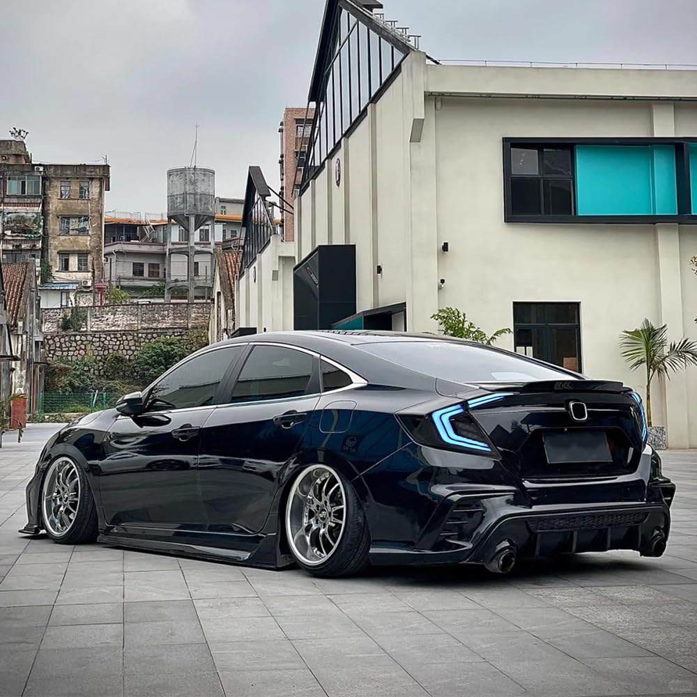 T T-ABC New RGB Taillight Compatible with Honda Civic 2016-2021 Tail Light Sedan Touring Sport EX EX-L LX Rear Lights Multicolored N1 Style LED Sequential Animation 10th Gen Custom Back Accessories