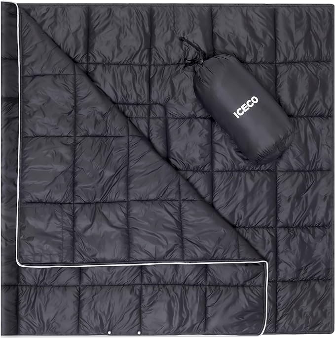 ICECO Camping Blanket, Travel Blanket Compact, Sustainable Insulated Outdoor Blanket, 500g Filling Cotton, Lightweight & Warm Quilt for Camping, Stadium, Travel, Hiking & Outdoor