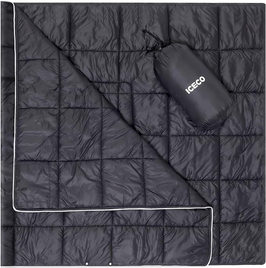 ICECO Camping Blanket, Travel Blanket Compact, Sustainable Insulated Outdoor Blanket, 500g Filling Cotton, Lightweight & Warm Quilt for Camping, Stadium, Travel, Hiking & Outdoor