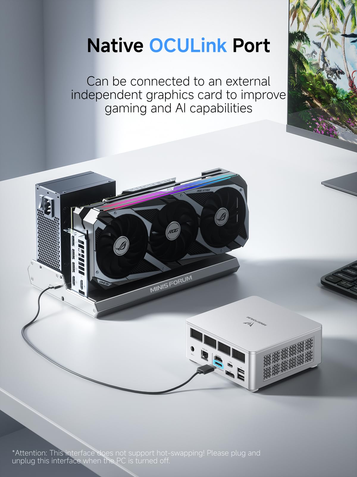 MINISFORUM UM880 Plus Mini PC AMD Ryzen 7 8845HS(8C/16T, up to 5.1GHz), 32GB DDR5 1TB PCIe4.0 SSD, HDMI+DP+USB4 Triple Outputs, OCuLink Port, 2.5G LAN, 5x USB Port, Radeon 780M Graphics Micro Computer