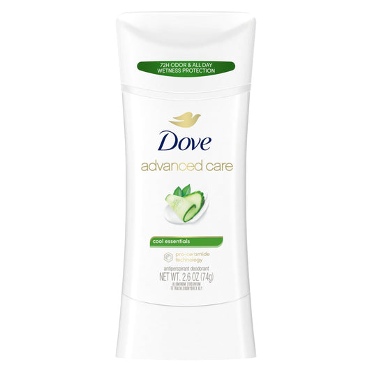 Dove Advanced Care Antiperspirant Deodorant Stick Cool Essentials for Helping Repair Skin Barrier After Shaving, with 72-Hour Sweat & Odor Protection, 2.6 oz