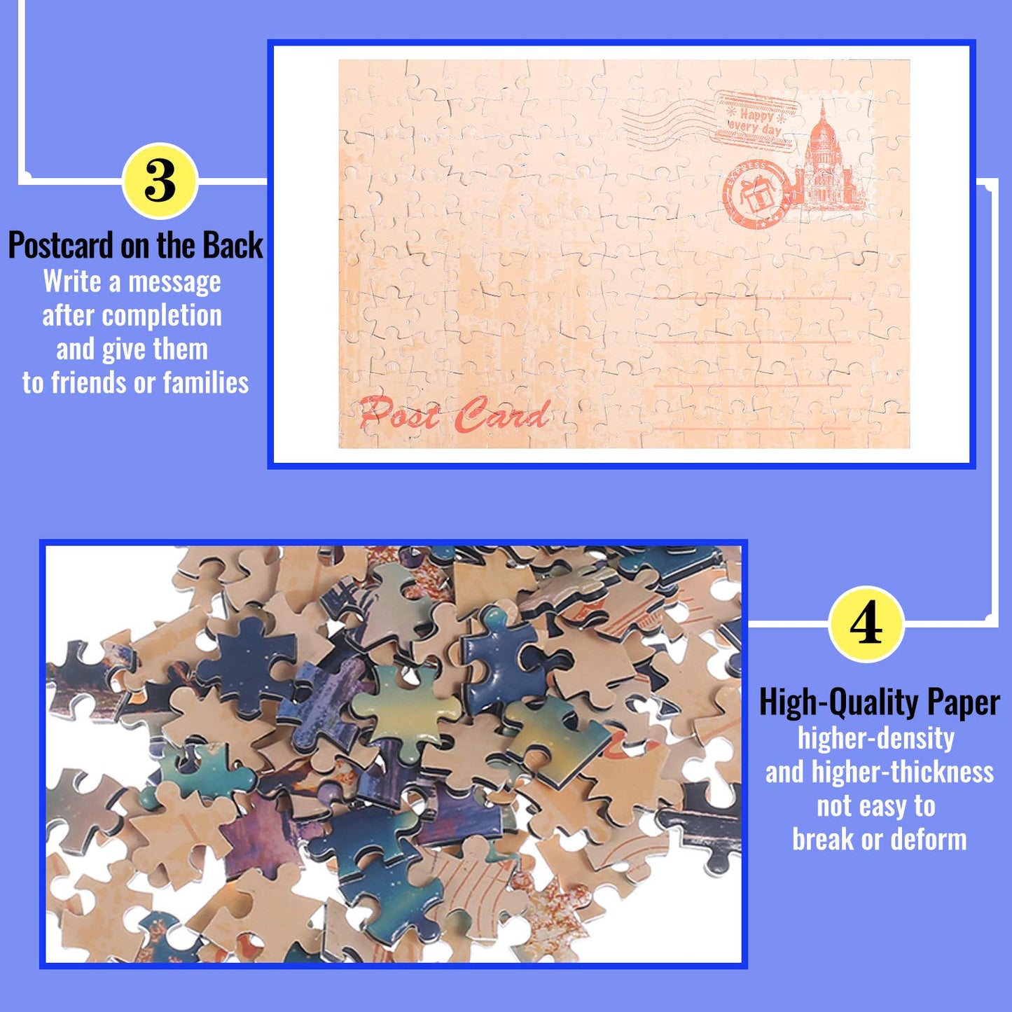 BJscoe 3 Packs Mini Jigsaw Puzzles, 150 Pieces Each, Vintage Streetscape Oil Painting, Retro Style, Cardboard Material, 6 x 4 Inches, 3 Count, For Adults