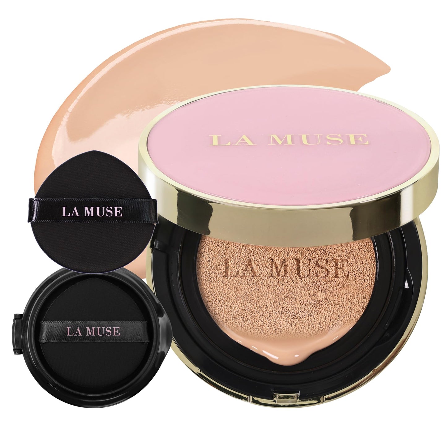 LA MUSE CC Cushion(Pack of 2) | Daily Moisturizing Korean Foundation for Dry Skin | Sun Cushion with SPF 50+ | Natural & Lightweight Coverage | Radiant Glow Skin | Light to Medium Skin Tones