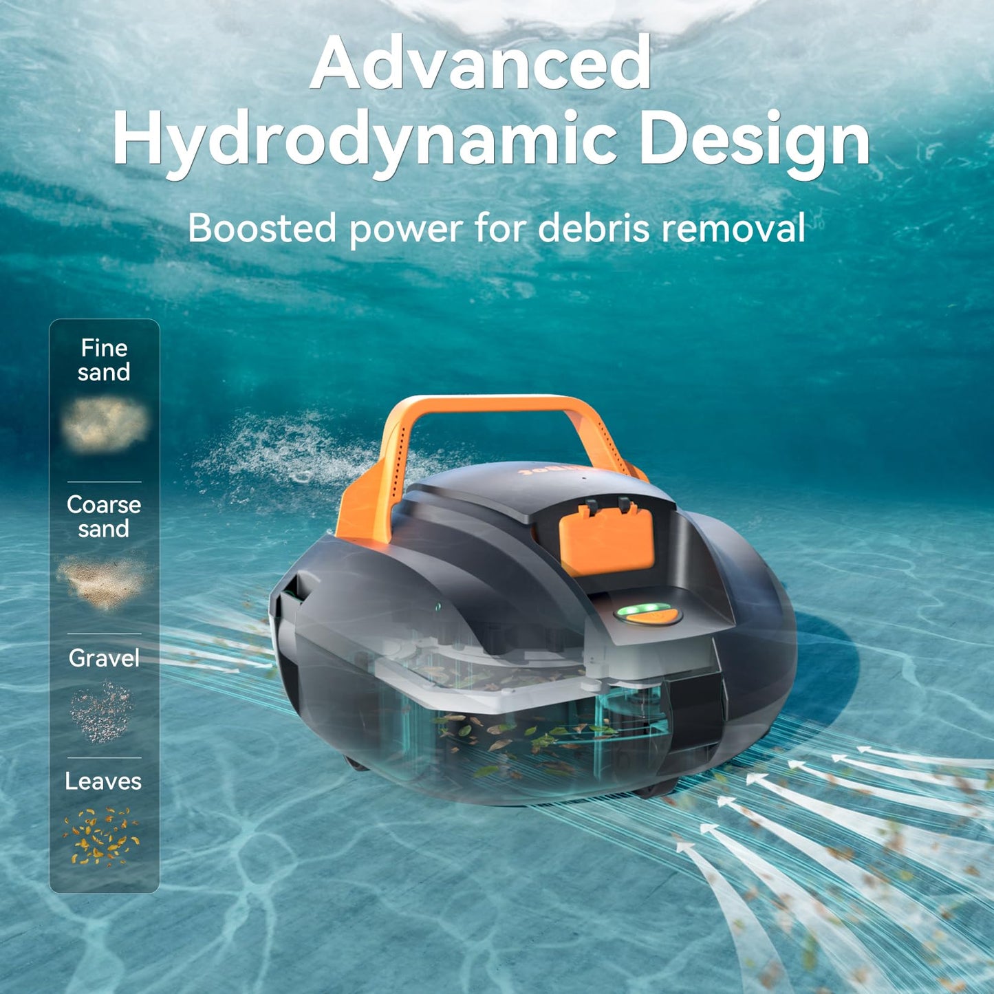 CliBot Cordless Robotic Pool Cleaner, Automatic Pool Vacuum with 120Mins Runtime, Powerful Suction and Auto-Parking, Pool Vacuum for Above Ground Pool Up to 850 Sq. Ft