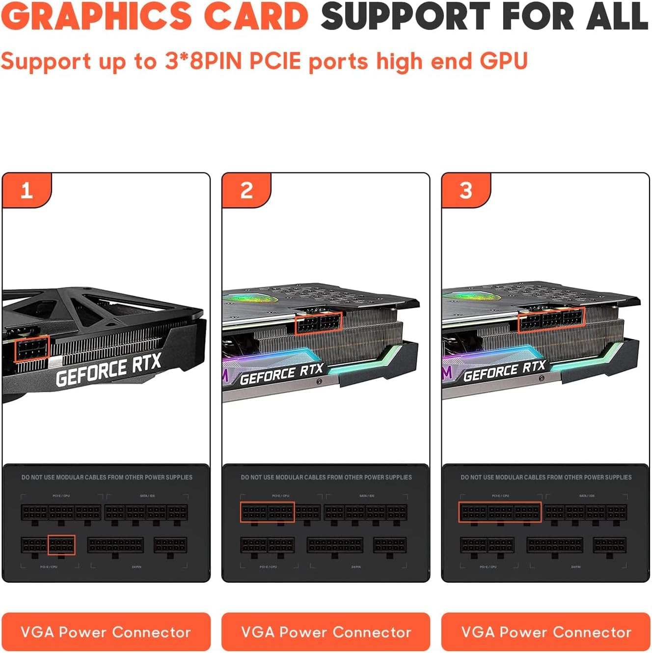 ARESGAME AGT Series 1000W Power Supply, 80+ Gold Certified, Fully Modular, FDB Fan, Compact 140mm Size, 10 Year Warranty, ATX Gaming Power Supply