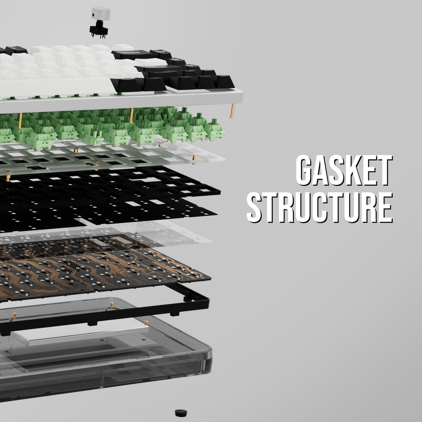 KiiBoom Breeze 75 75% CNC Aluminum and Acrylic Mechanical Gaming Keyboard, USB-C/BT5.0/2.4GHz Wireless Creamy Keyboard, with Gasket Structure, RGB, 8000mAh Battery for Win/Mac (Black)