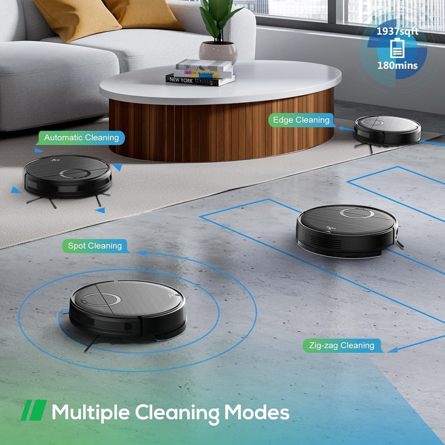 UMMUND Robot Vacuum and Mop Combo, 2 in 1 Mopping Robotic Vacuum Cleaner with Schedule, Wi-Fi/App/Remote, Max Suction 2000Pa, Self-Charging, Slim, Ideal for Hard Floor, Pet Hair, Low-Pile Carpet