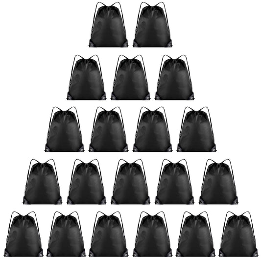 Grneric 20 Pieces Drawstring Backpack Bulk Cinch Sackpack Ployster Drawstring Bags for Gym Party Trip(Black)