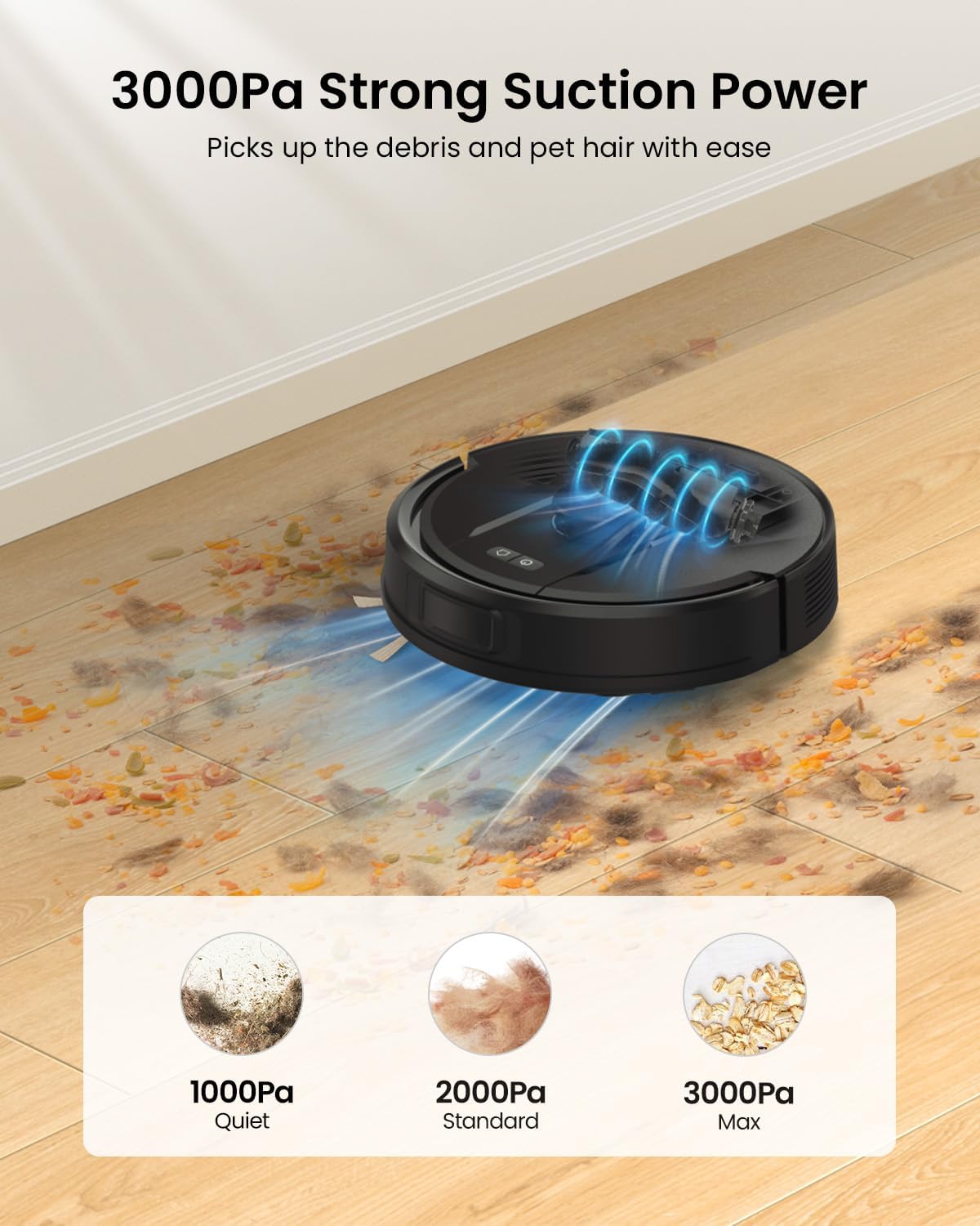 PSUK W11 Robot Vacuum and Mop with Self-Emptying, 60-Day Capacity，LiDAR Navigation, Home Mapping, 3000Pa Suction，No-Go Zones, Robotic Vacuum Cleaner for Pet Hair， Hard Floors, Carpets (Large)