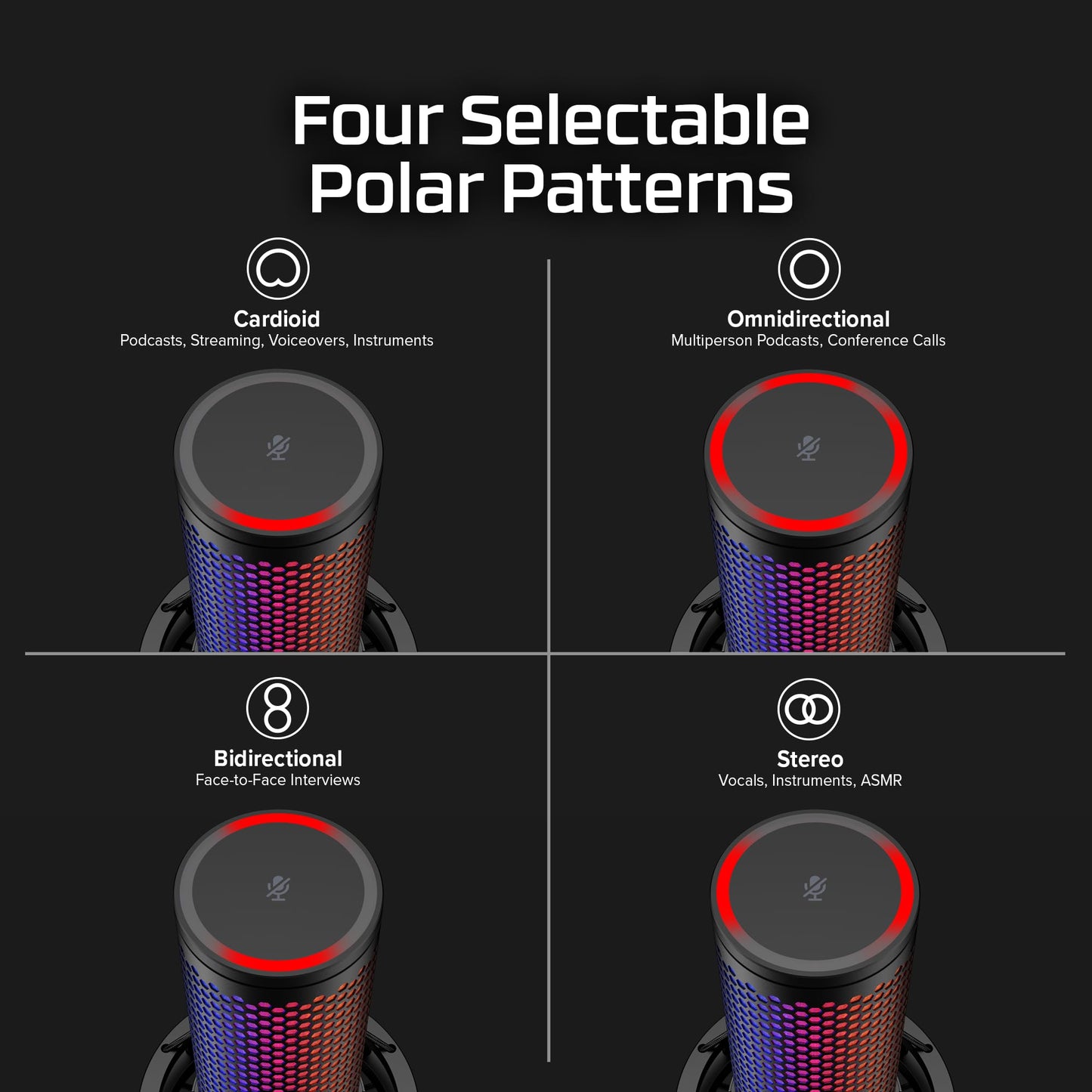 HyperX QuadCast 2 S – USB Microphone, with RGB Lighting, Streaming and Podcasting, with On-Board Controls, LED Lighting, Removable Shock Mount, PC, Mac, USB-C - Black