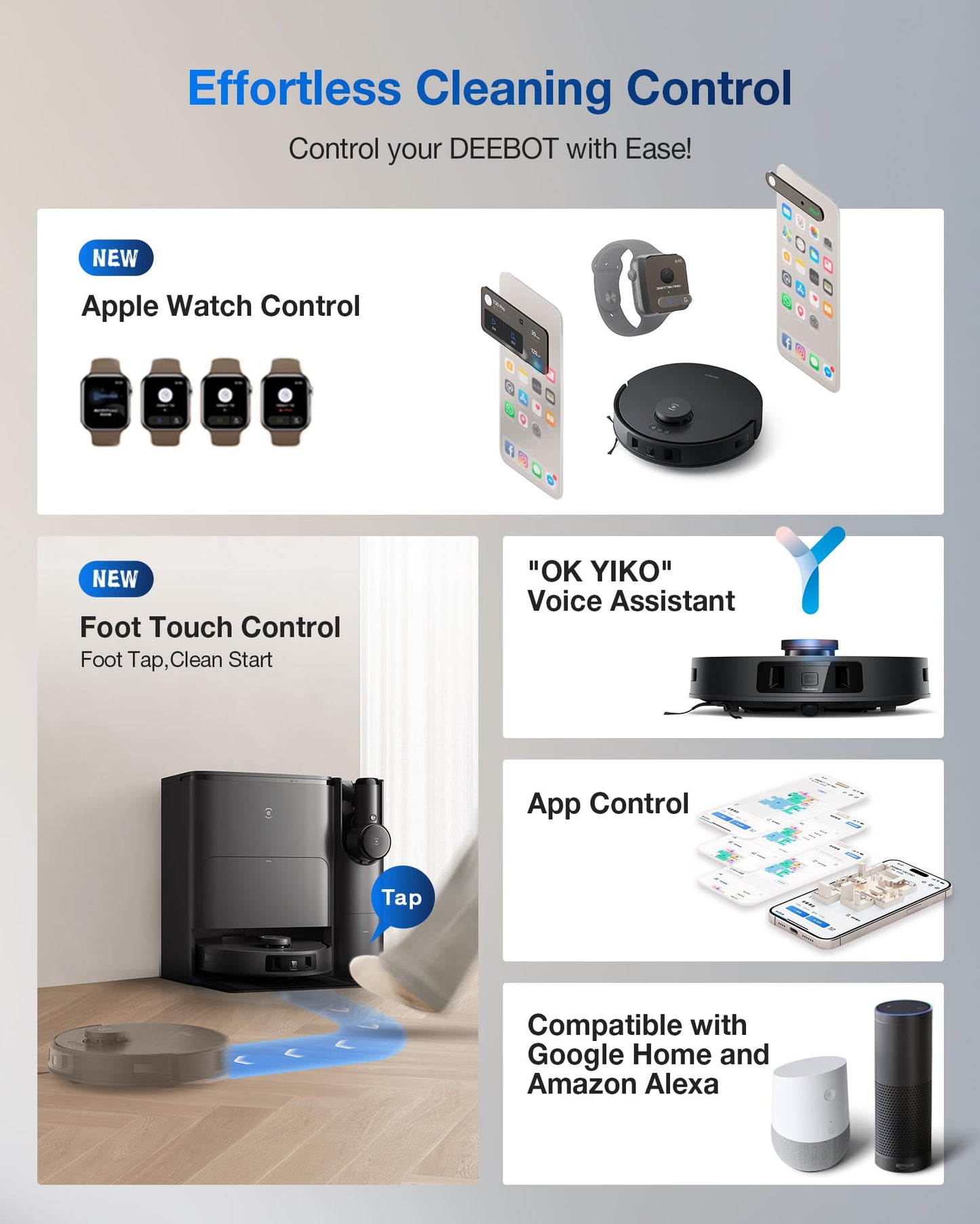 ECOVACS DEEBOT T30S Combo Robot Vacuum and Mop, All-in-One Cleaning Hub, 11000Pa, ZeroTangle Technology, TruEdge Adaptive Edge Mopping, Dual Self-Emptying, Hot Water Washing, Auto-Mop Lifting