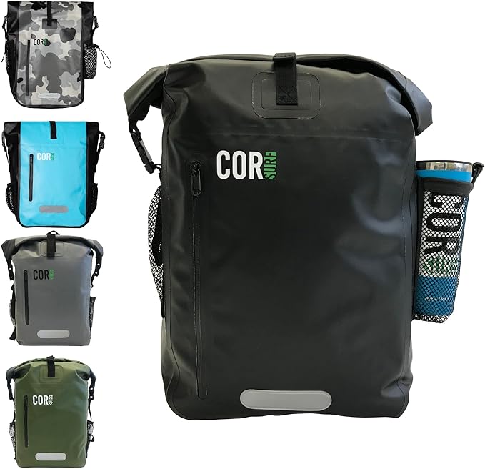 COR Surf Waterproof Backpack Dry Bag Backpack For Swimming, Boating Or Kayaking, Roll-top Design With Sonically Welded Seams And Padded Laptop Sleeve (40L, 21 x 15 x 18 Inches)