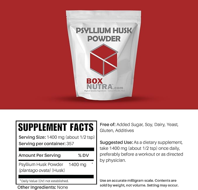 BoxNutra Psyllium Husk Powder - Bulk-Forming Laxative - Promotes Regular Bowel Movements - Improves Digestion, 500g