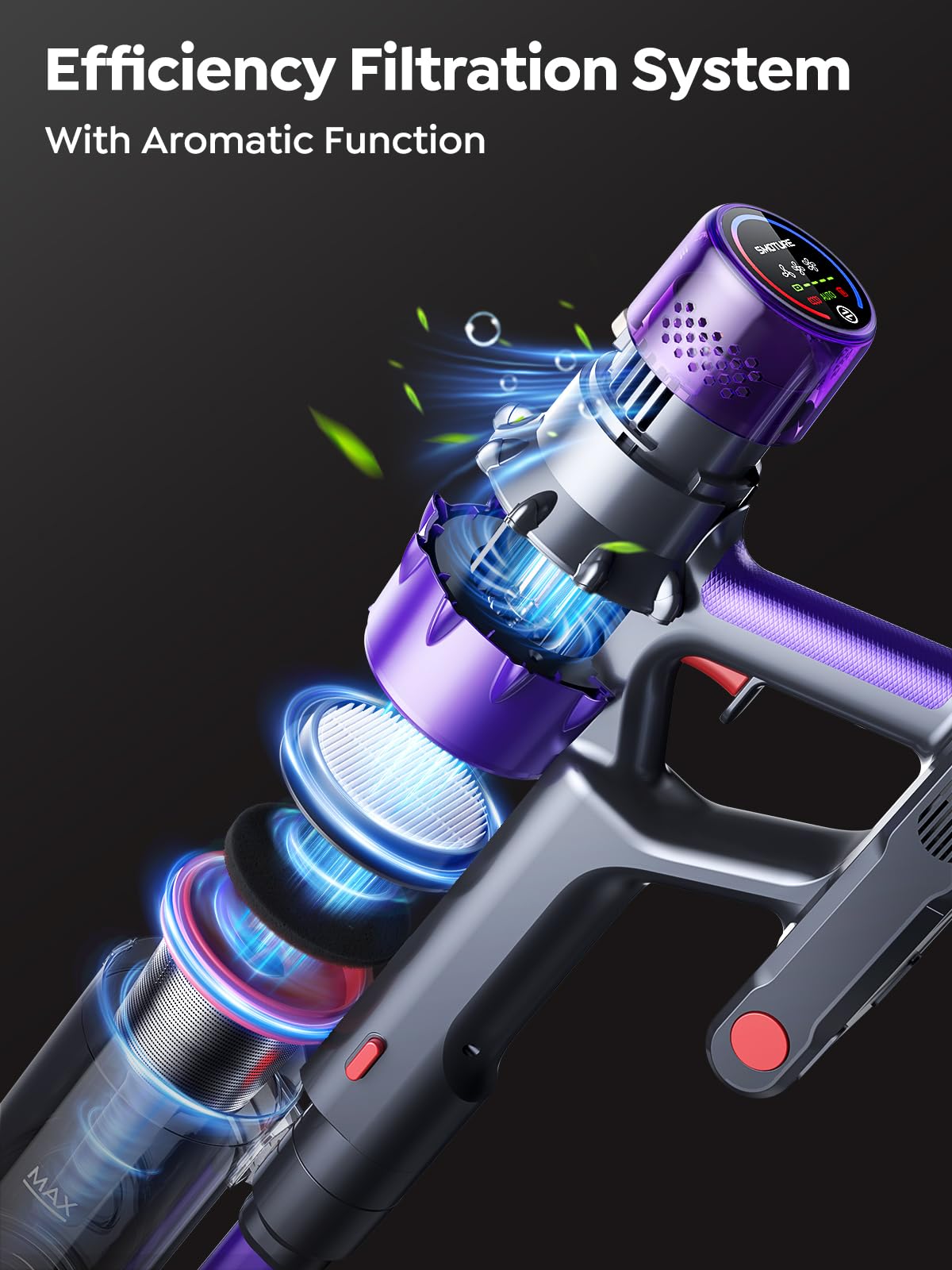 Cordless Vacuum Cleaner, 550W 45KPA 60 Mins Runtime Vacuum Cleaners for Home, Stick Vacuum with Self-Standing, Wall Mount Charging and Intelligent Auto Mode, Handheld Vacuum for Pet Hair/Carpet/Floor