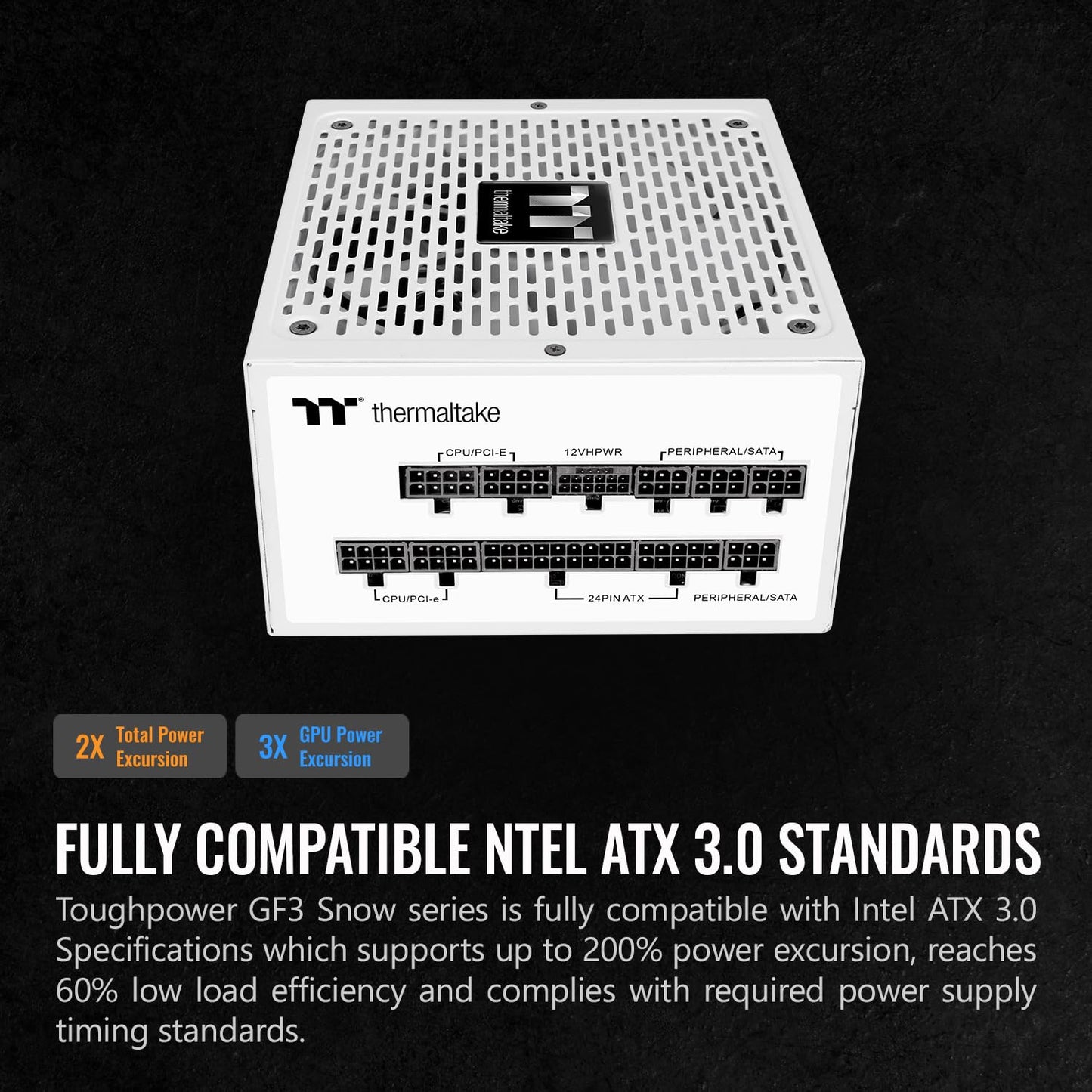 Thermaltake Toughpower GF3 Snow Edition 1200W 80+ Gold Full Modular SLI/Crossfire Ready ATX 3.0 Power Supply PCIe Gen.5 600W 12VHPWR Connector Included PS-TPD-1200FNFAGU-N 10 Year Warranty