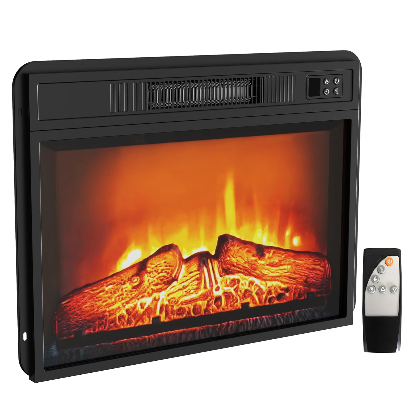 TRONLEE 23 Inches Freestanding Electric Fireplace Insert, Recessed 1400W Electric Fireplace with Built-in Timer and Thermostat, Remote Control Adjustable Temperature, 24.2"x5.1"x17.5"(23 inches)