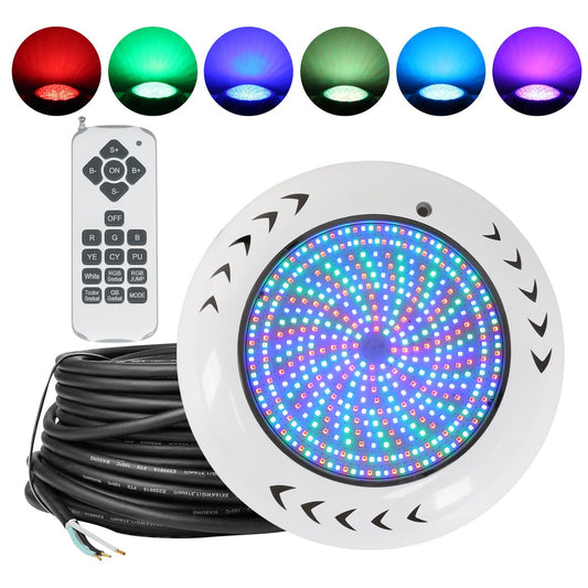PGGBOO LED Pool Light for Inground Aboveground Pool, 12V 36W RGB Color Changing LED Pool Light, Waterproof Underwater Led Light with Remote Control and 50 Foot Cord, Pool Accessories, 10.2 * 1.5 inch