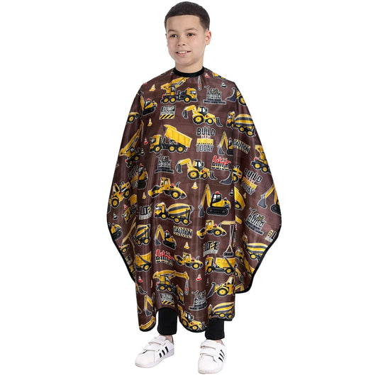 Pelocapa Hair cutting Capes for Kids Waterproof Salon Capes Shampoo Capes for Boys Girls Children - 39"× 51" (Construction Vehicle)