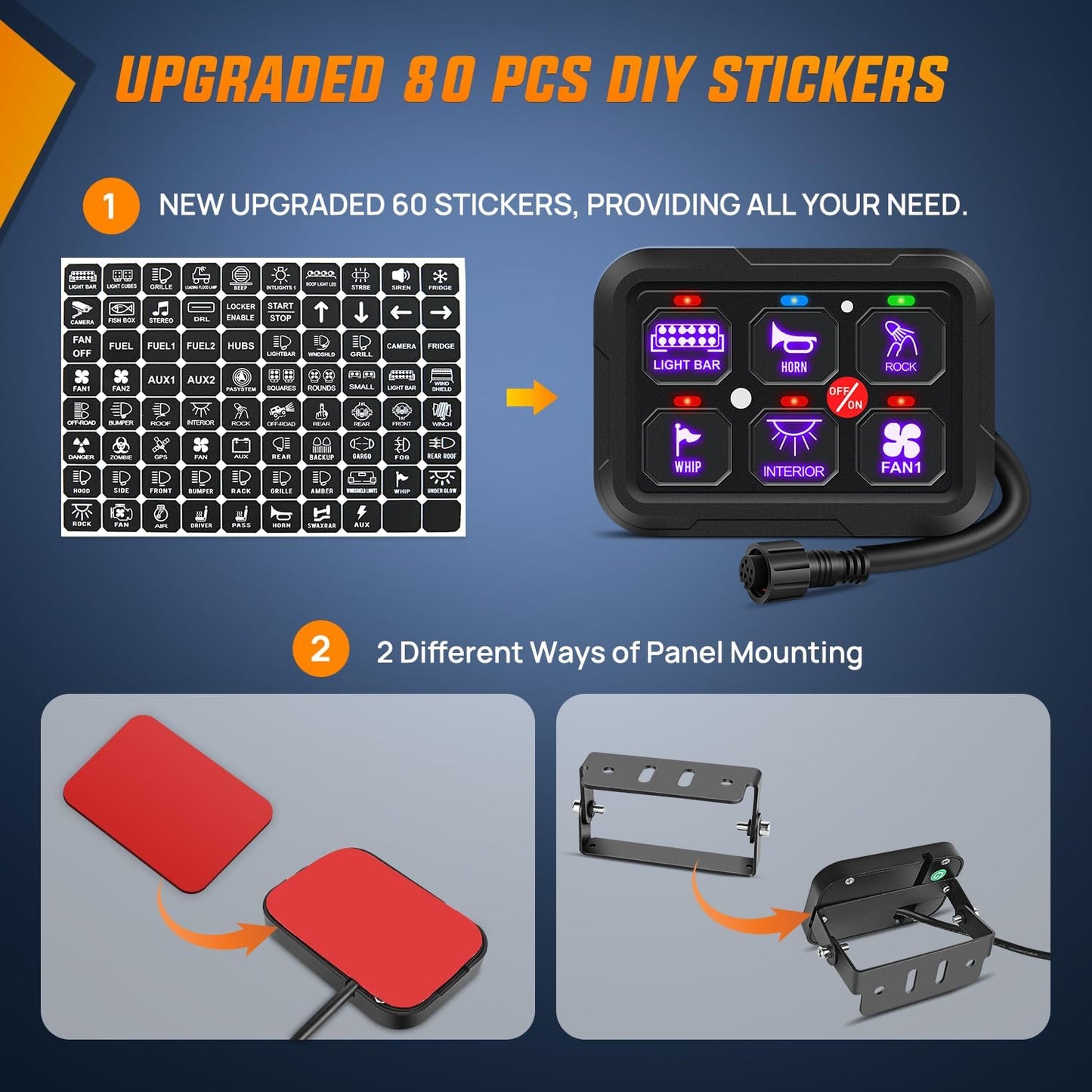 Nilight 6 Gang Switch Panel 12V 24V Universal Circuit Control Relay System with RGB Backlight APP Fuse Wiring Harness Automatic Dimmable ON Off LED Switches Pod for Car Pickup Truck Camper SUV