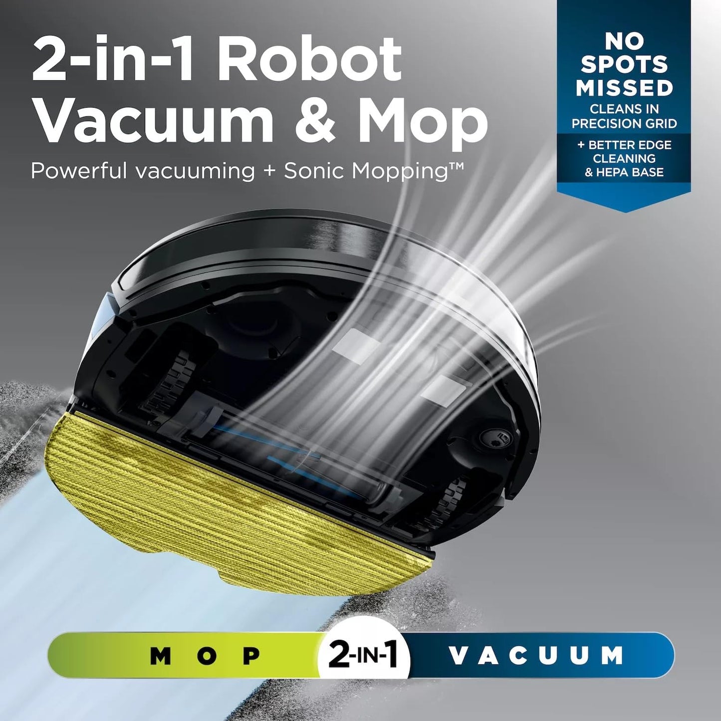 Shark RV2610WA AI Ultra 2in1 Robot Vacuum & Mop with Sonic Mopping, Matrix Clean, Home Mapping, HEPA Bagless Self Empty Base, CleanEdge Technology, for Pet Hair, WiFi, Black/Silver (Renewed)