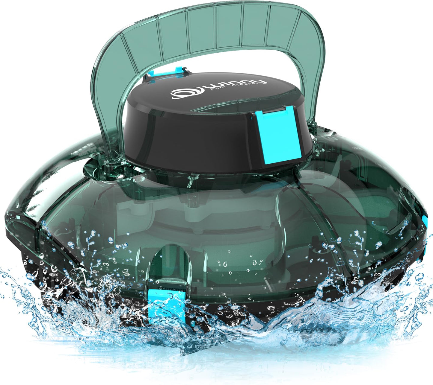(2025 Upgrade) Cordless Robotic Pool Cleaner, Lasts 75 Min, Automatic Vacuum for Above-Ground Pools up to 645 Sq.ft,Portable, Self-Parking,Transparent Green