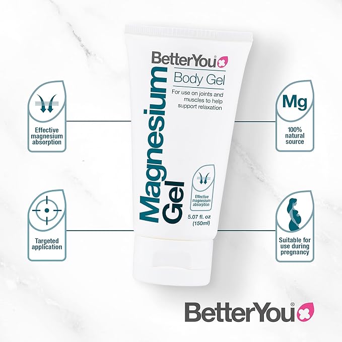 BetterYou Magnesium Gel - Relaxing Muscle Rub - Topical Magnesium for Effective Absorption - Tense Joint Support and Sore Muscle Relief - 5.07 oz (Pack of 3)