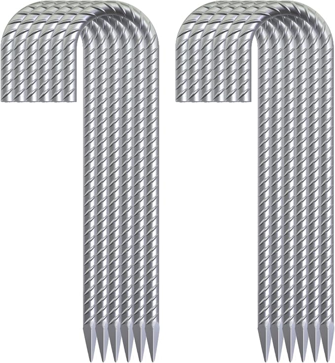 55 Pack 12" Galvanized Rebar Stakes Heavy Duty J Hook Ground Anchors, Curved Steel Tent Stakes Anti Rust Steel Ground Stakes