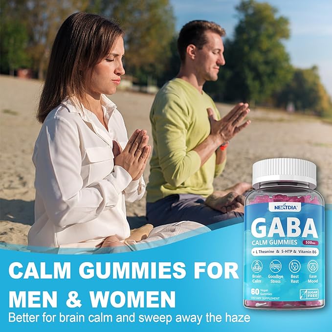 2Pack GABA Gummies 500 mg+ 2Pack Vegan Vitamin D3 5000IU K2 Gummies, Whole Food Blend, Coconut Oil, Magnesium, Zinc
