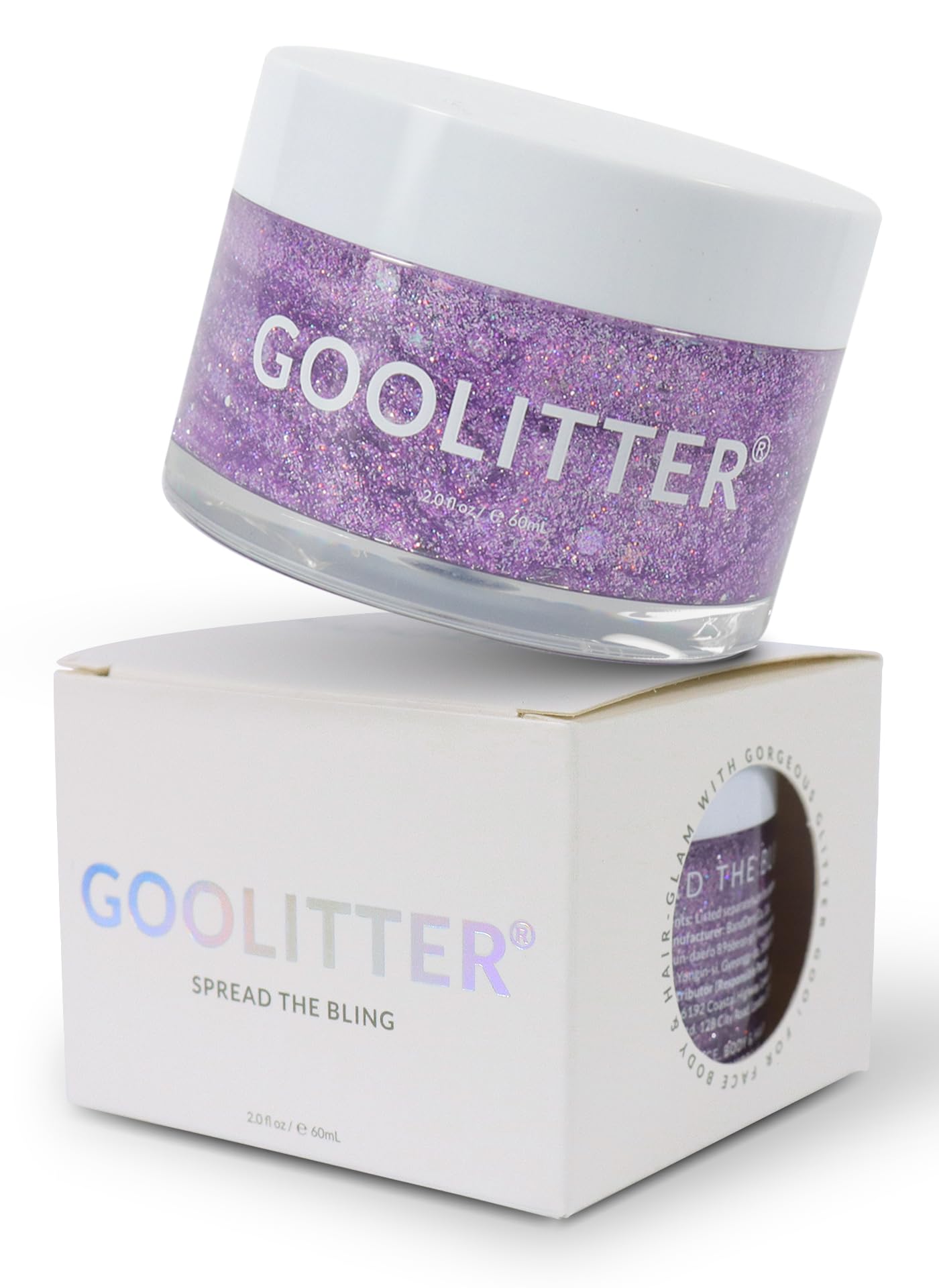Goolitter Face, Body & Hair Holographic Purple Glitter Gel [Purple Sugar] 2oz (60mL) | Fine | K-Beauty | Halloween, Festival, EDM, Rave, Party, Concert, Costume Makeup | Vegan, Cruelty Free