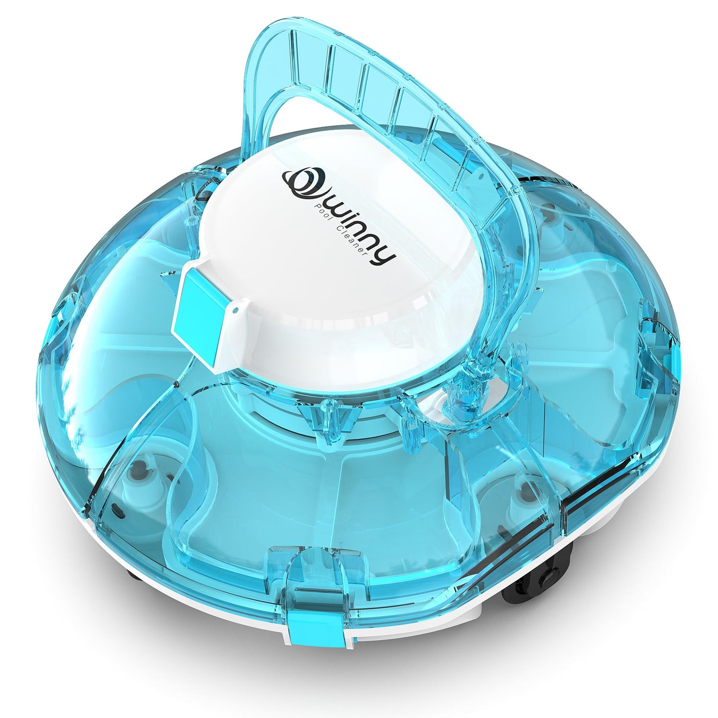 (2025 Upgrade) Cordless Robotic Pool Cleaner, Lasts 75 Min, Automatic Vacuum for Above-Ground Pools up to 645 Sq.ft,Portable, Self-Parking,Transparent Blue