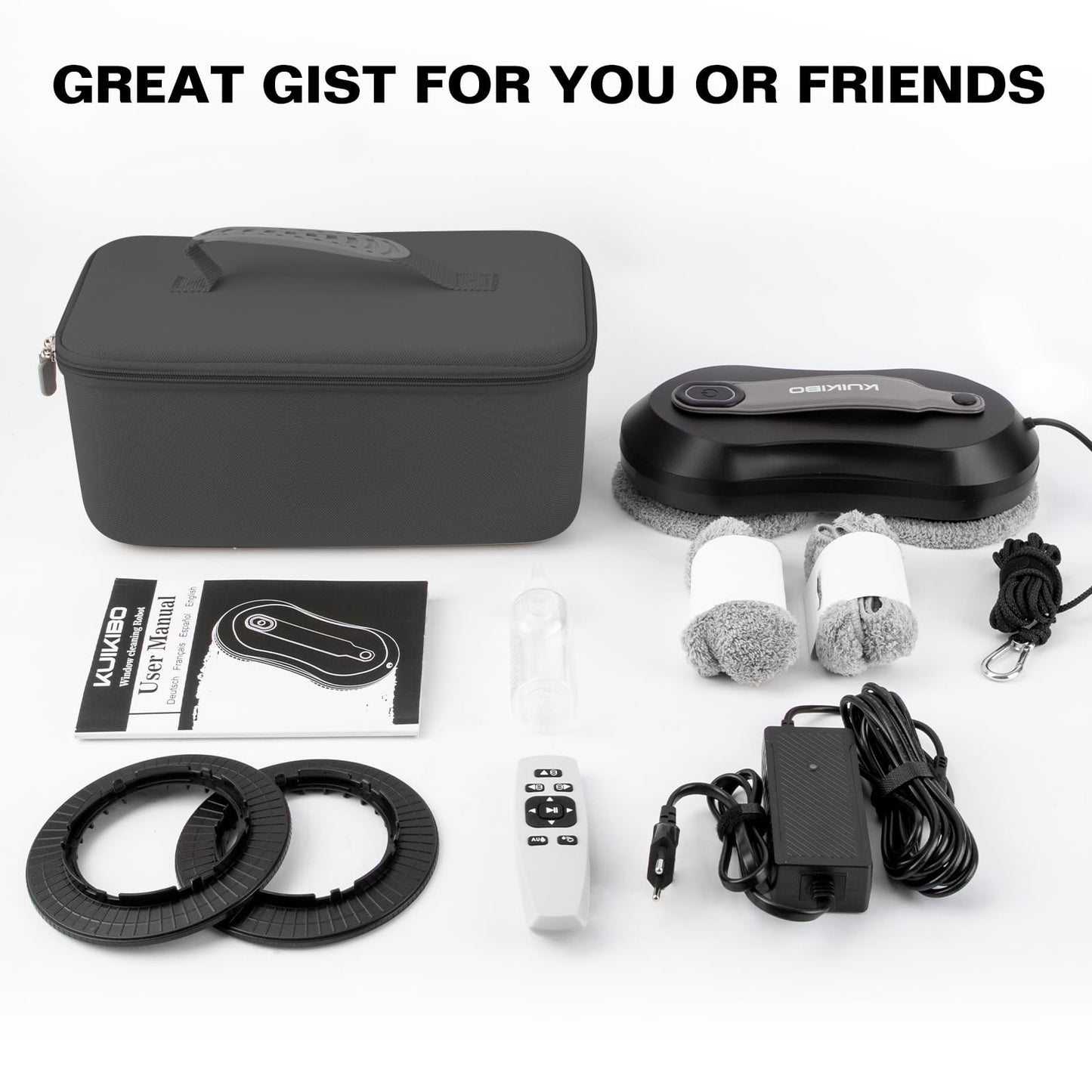 KUIKIBO S6 Window Cleaner Robot with Leather Belt Dual Water Spray 3500Pa Houshold Window Cleaning Robot with AI Path Planning Low Noise Glass Cleaning Robot for Frame/Frameless Glass