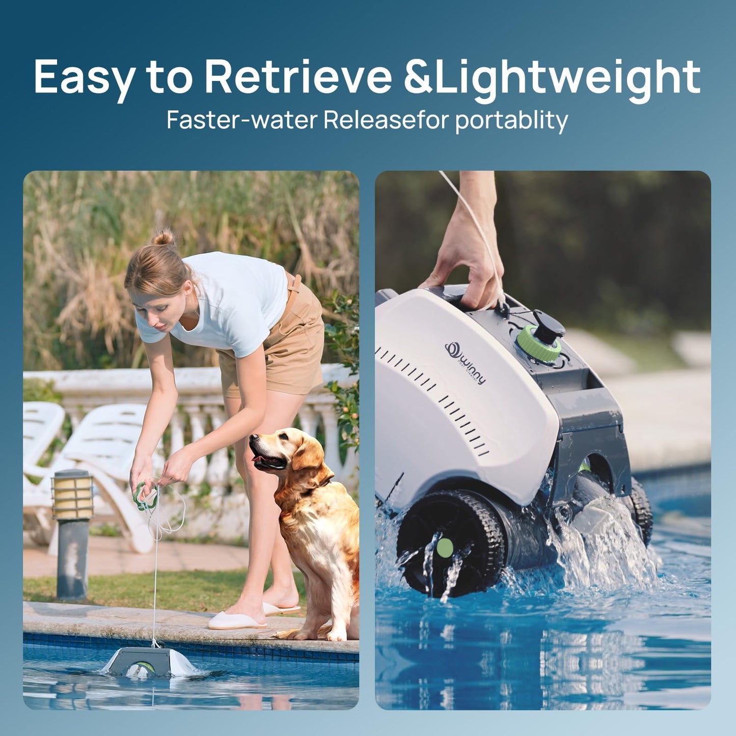 Cordless Robotic Pool Vacuum, Above Ground Pool Vacuum,Powerful Suction&130mins Running Time,6600mAh Battery, Ideal for Flat Above Pools Up to 1300 Sq.ft