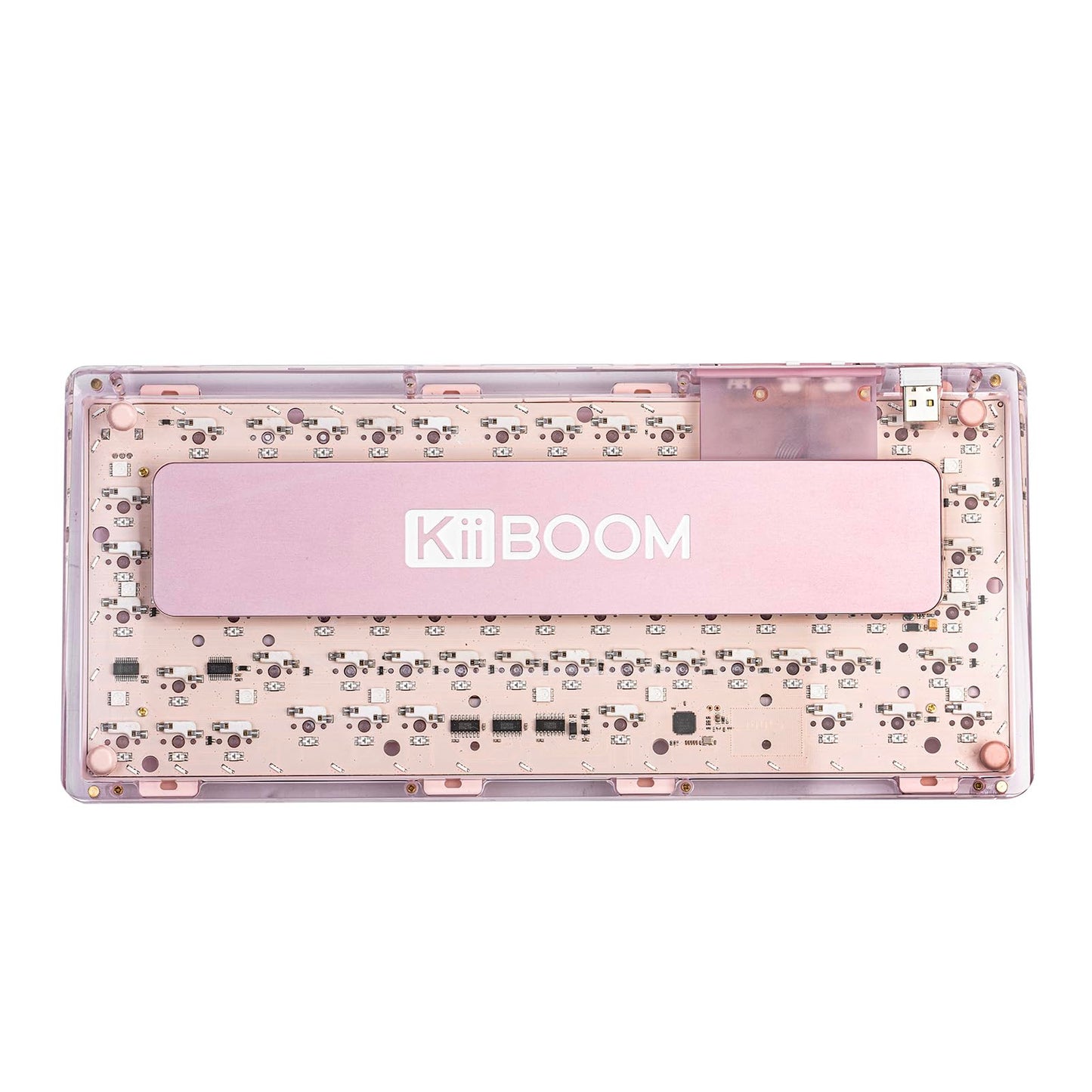 KiiBoom Phantom 81 75% Transparent Mechanical Gaming Keyboard, Hot Swappable Custom Gasket Keyboard with RGB Backlit, Clear Keycap, Rechargeable Battery, Triple Mode for Win/Mac (Phantom 81 V2 Pink)