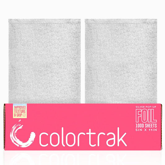 Colortrak Embossed Sheets Silver Aluminum Foil Pop-up Dispenser, 1000 Pre-cut Sheets Non-slip Textured Silver 5 x 11 Sheets for Hair Foil Coloring and Highlighting Sheet Applications