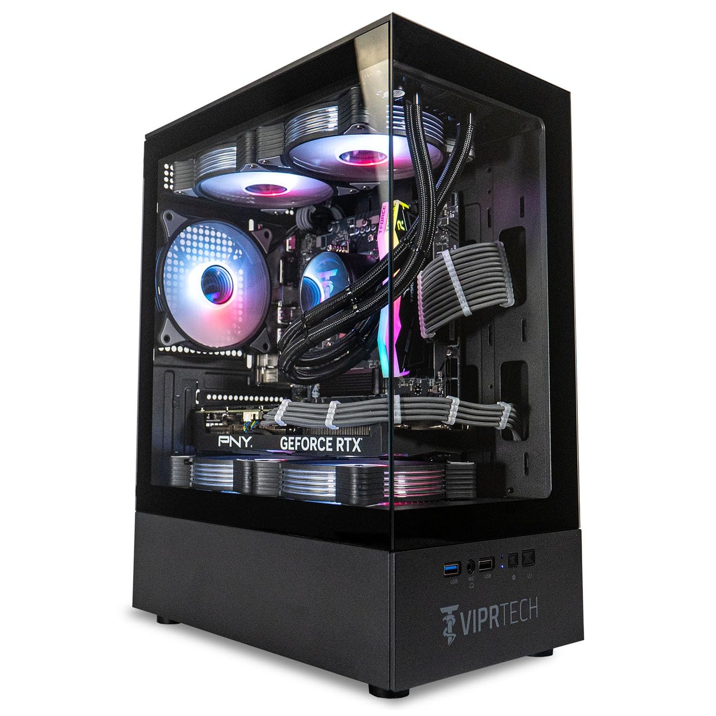 ViprTech Reaper 2.5 Liquid-Cooled PC - AMD Ryzen 7 8700F (5.0Ghz Turbo), AMD RX 7800 XT 16GB, 32GB DDR5 6400, 2TB NVMe SSD, 1000W Gold, VR-Ready, WiFi BT, Win 11, Gaming Desktop Computer, Black