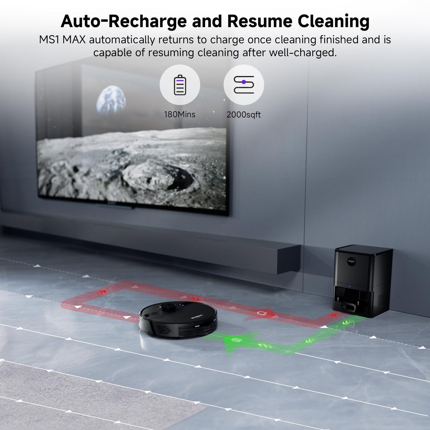 MONSGA Robot Vacuum and Mop Combo, 5000Pa Robotic Vacuum with 3.5L Self Emptying Station, Lidar Navigation Robot Vacuum Cleaner, 180mins Runtime, APP/Remote/Voice Control, for Hard Floors and Carpets