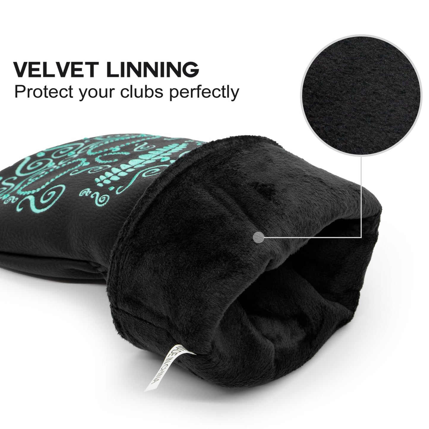 Black Golf Club Covers Skull Embroidery Driver Headcover Fairway 3 Wood Headcover Hybrid Headcover for Your Selection fits for All Brands (for 1 F H(3pcs))